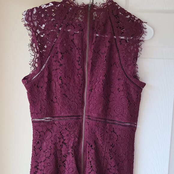 Bardot Dress‎ 6 Burgundy Lace Panel NWT Wine Knee Length - Picture 4 of 7